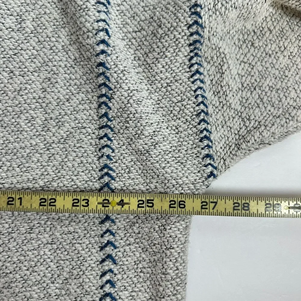 Free People Boxy Hooded Cardigan Sweater Womens‎ S White/Blue V-Neck Oversized